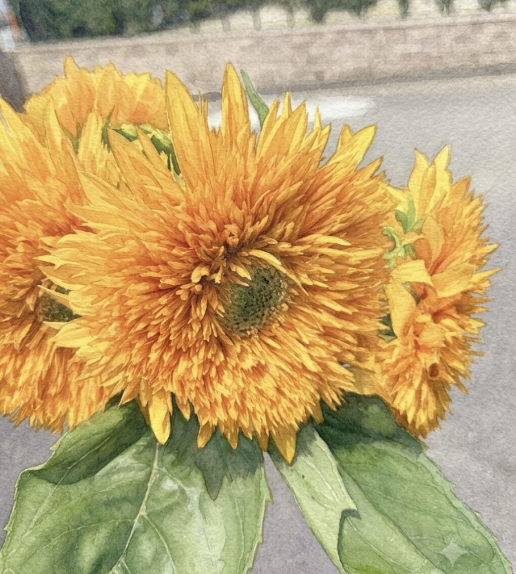 愛猫の毛並みに似たふさふさのひまわり似のお花